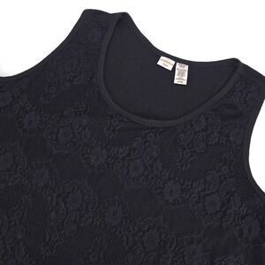 COVINGTON Lace Overlay Tank Womens 24/26W Black‎ Whimsygoth Fairycore Feminine